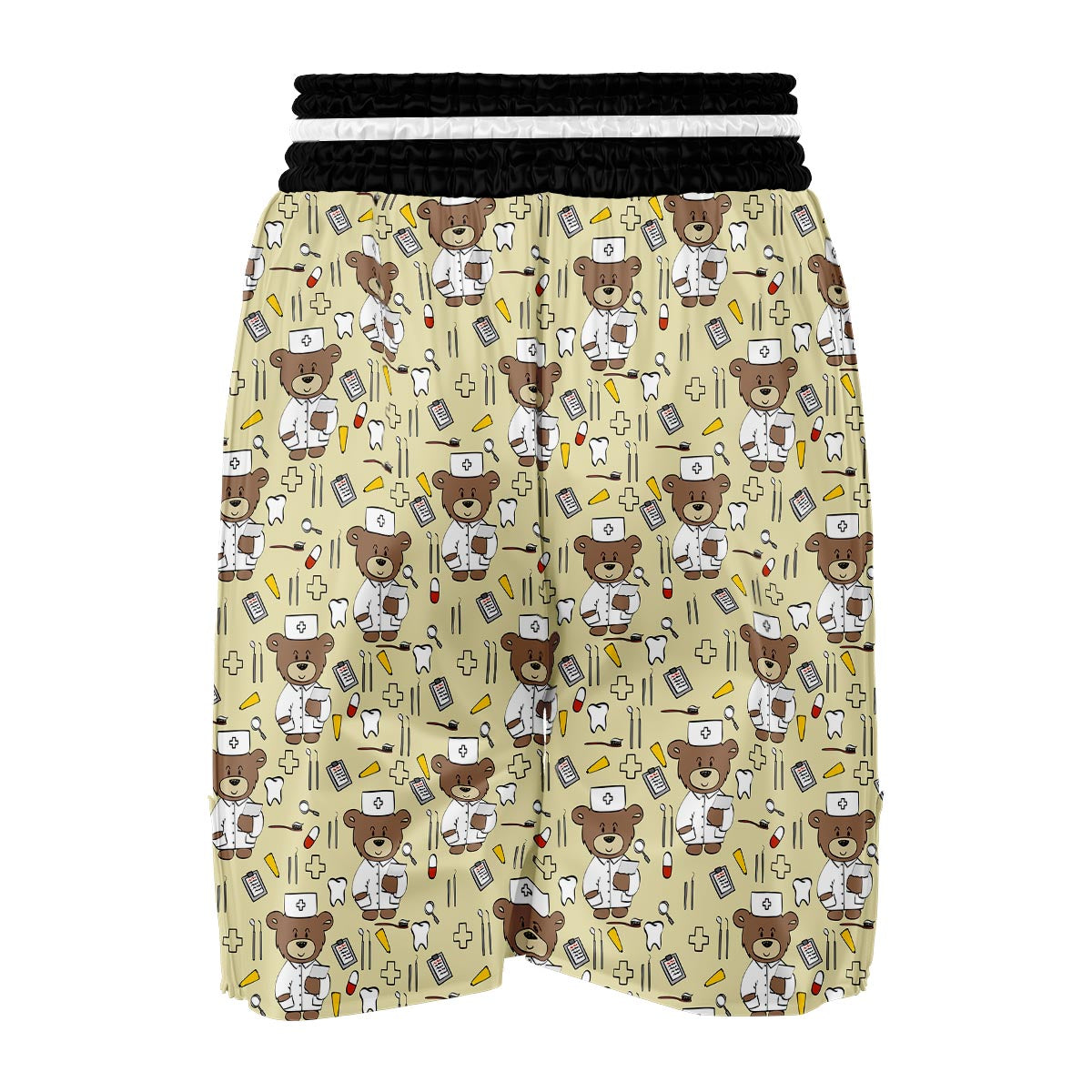 Nurse Teddy Bear Pattern Print Boxing Shorts-grizzshop