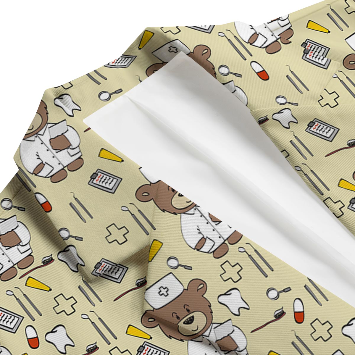 Nurse Teddy Bear Pattern Print Men's Blazer-grizzshop