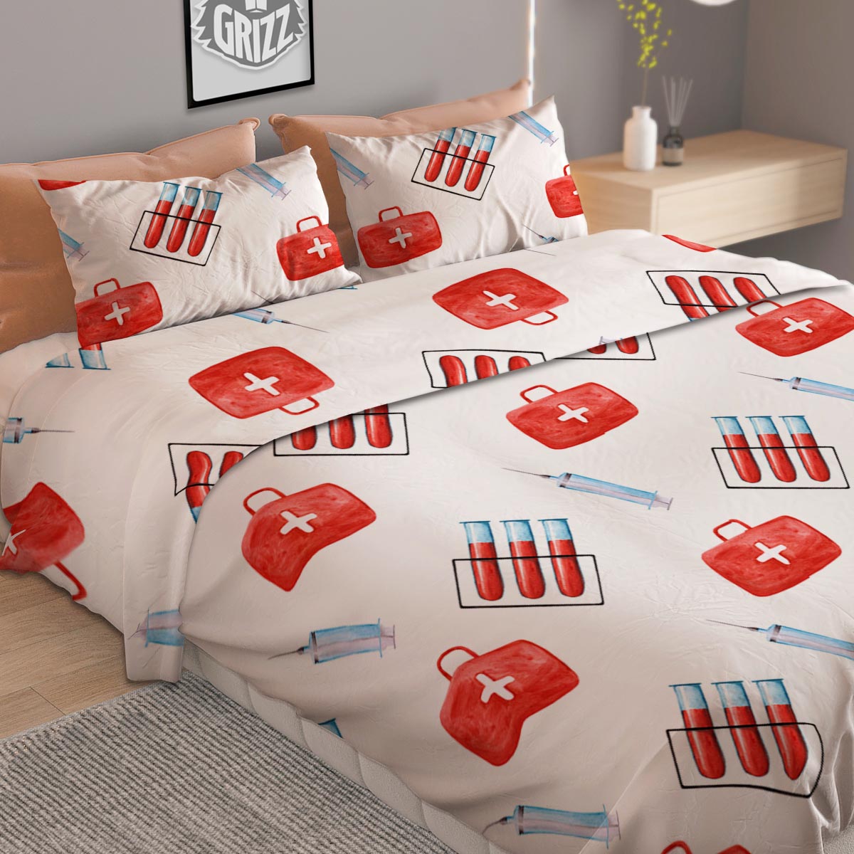 Navy White And Green Plaid Print Pattern Duvet Cover Bedding Set