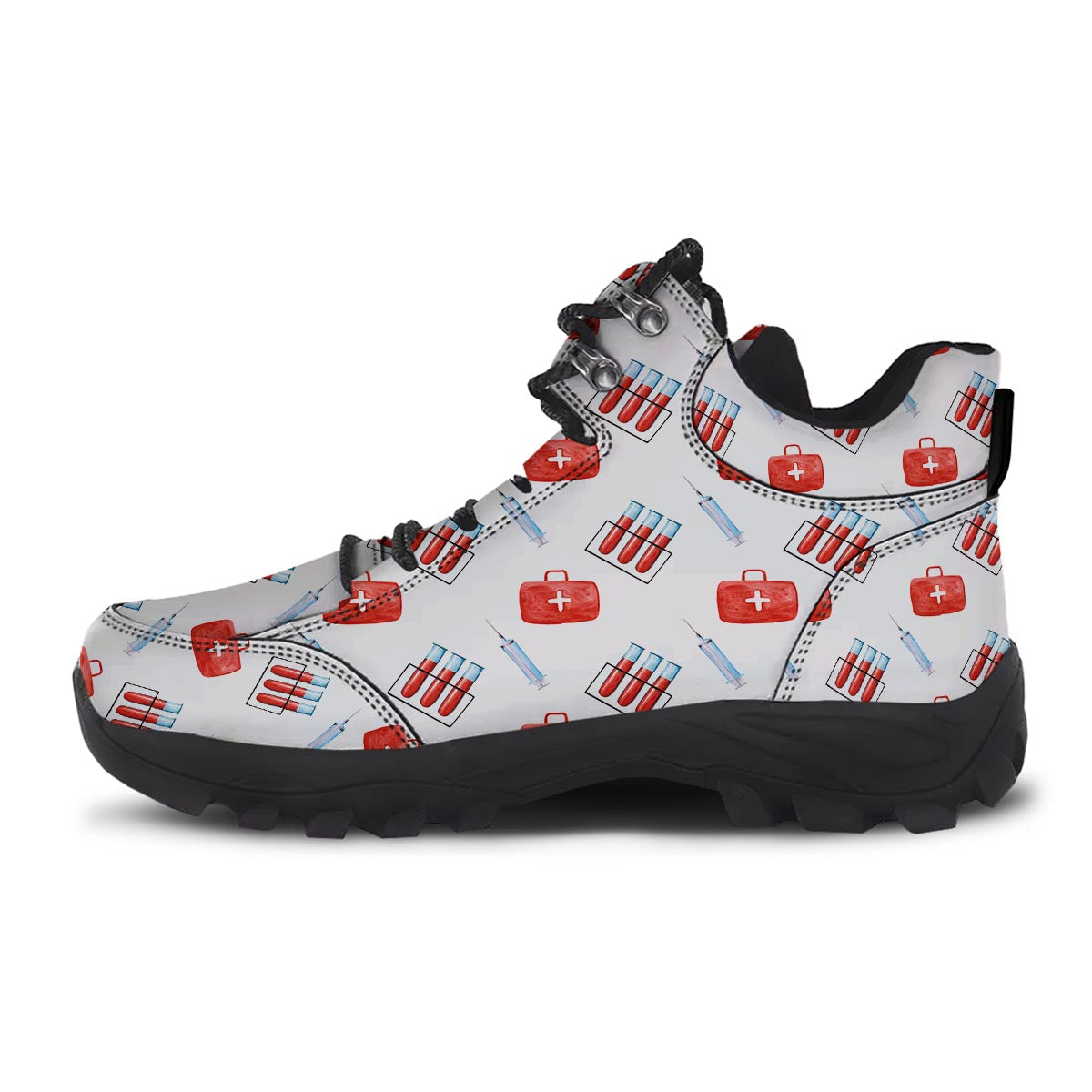 Nurse White And Red Print Pattern Hiking Shoes-grizzshop