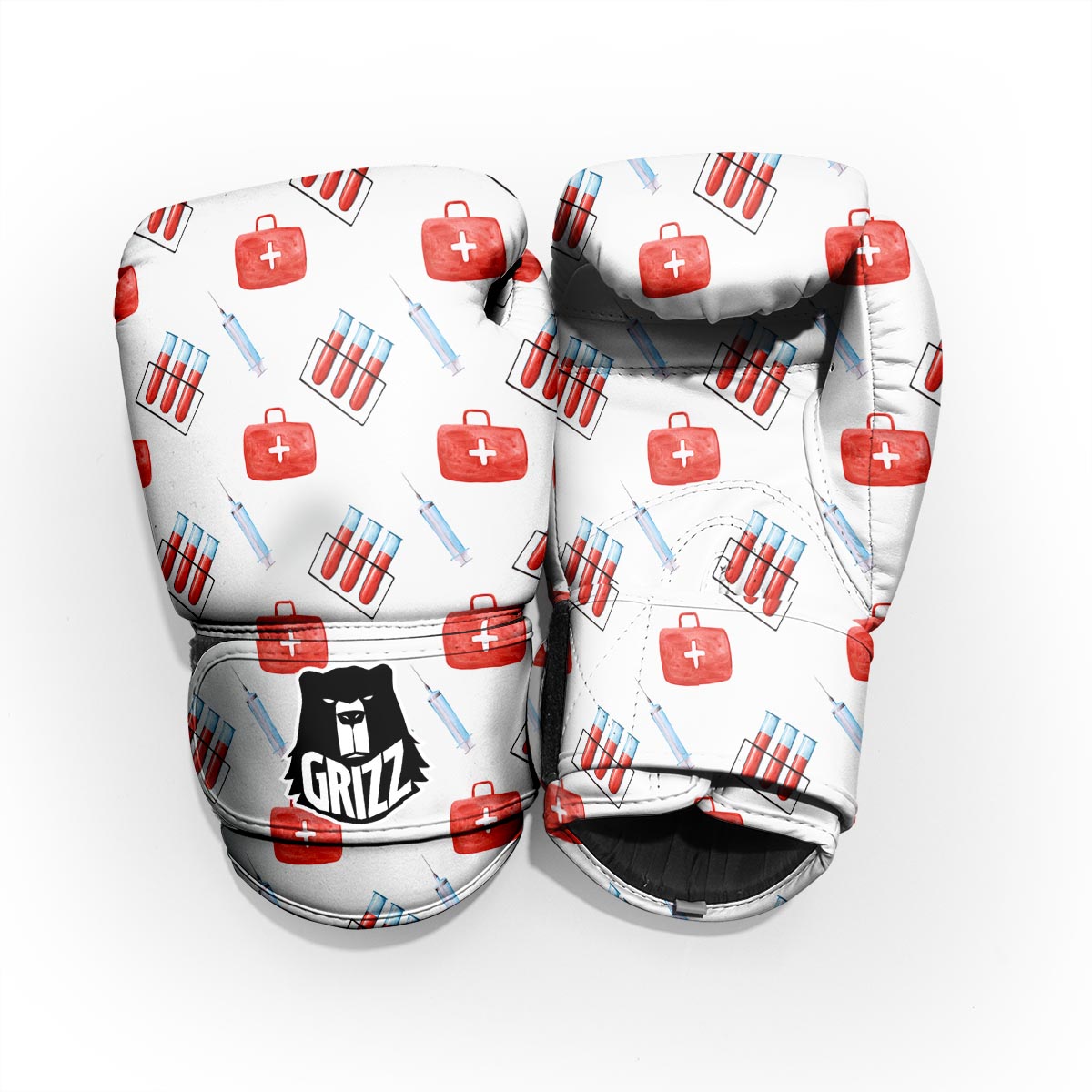 Nurse White And Red Print Pattern Pro Boxing Glove