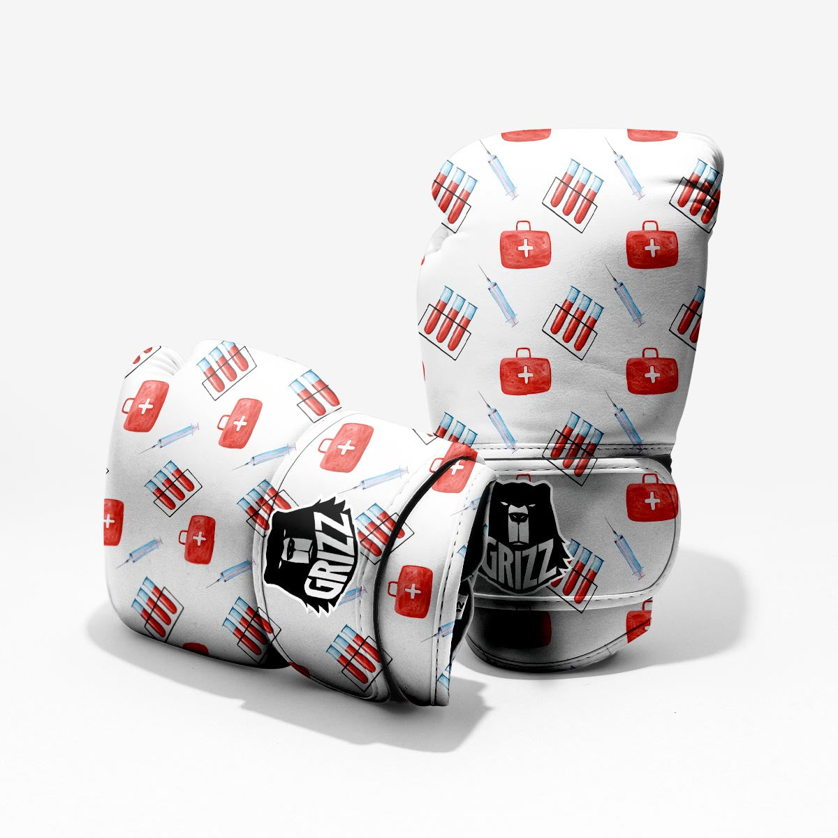Nurse White And Red Print Pattern Pro Boxing Glove
