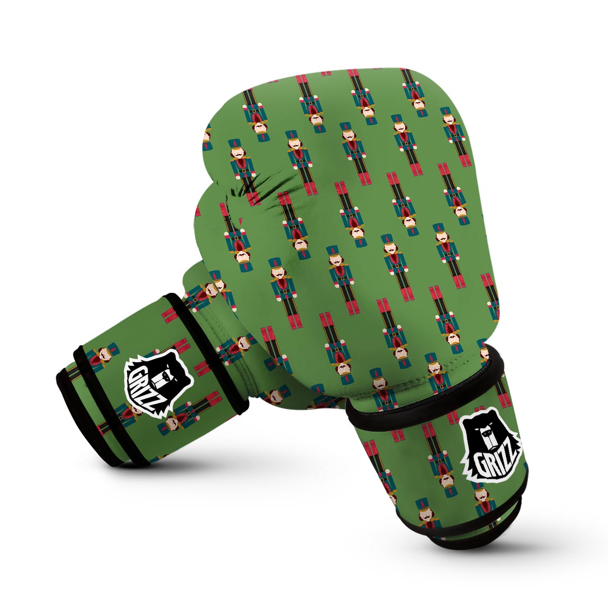 Nutcracker Green Pattern Print Boxing Gloves-grizzshop