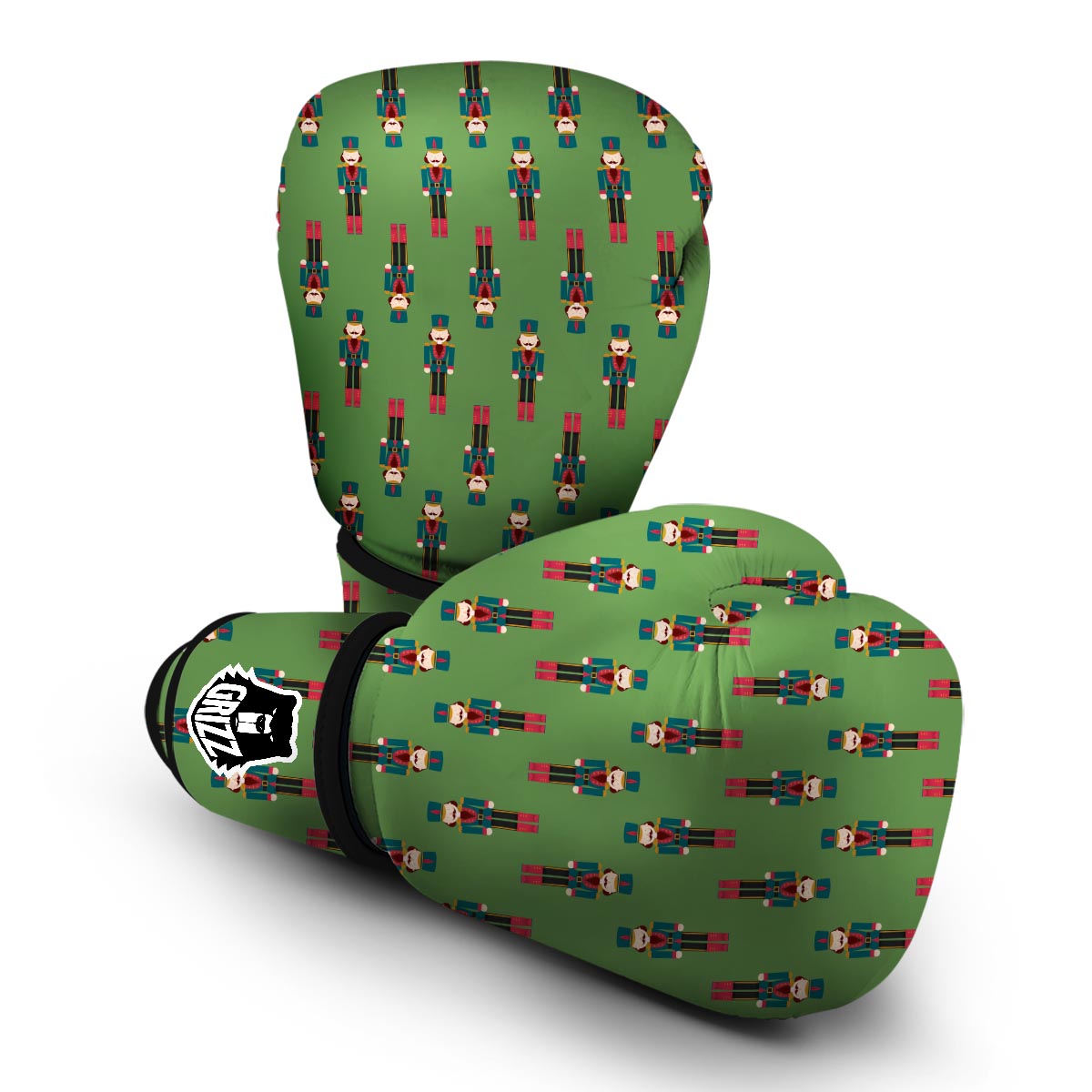 Nutcracker Green Pattern Print Boxing Gloves-grizzshop