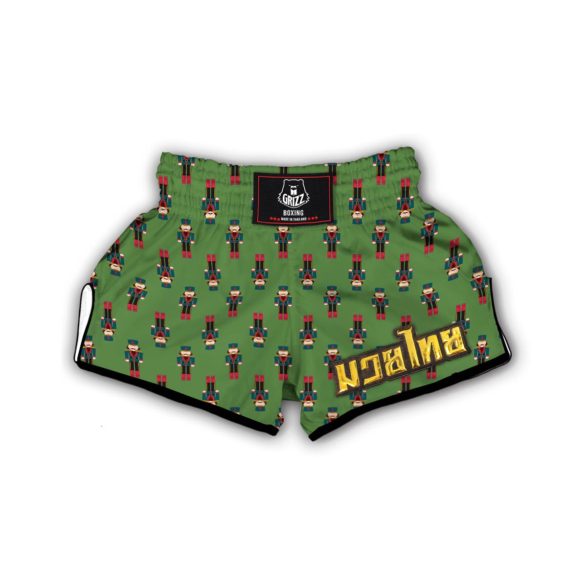 Nutcracker Green Pattern Print Muay Thai Boxing Shorts-grizzshop