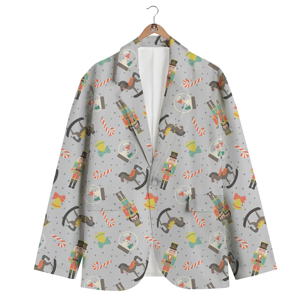 Nutcracker Pattern Print Men's Blazer-grizzshop