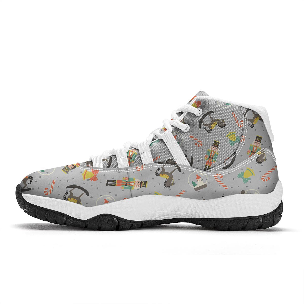 Nutcracker Pattern Print White Bball Shoes-grizzshop