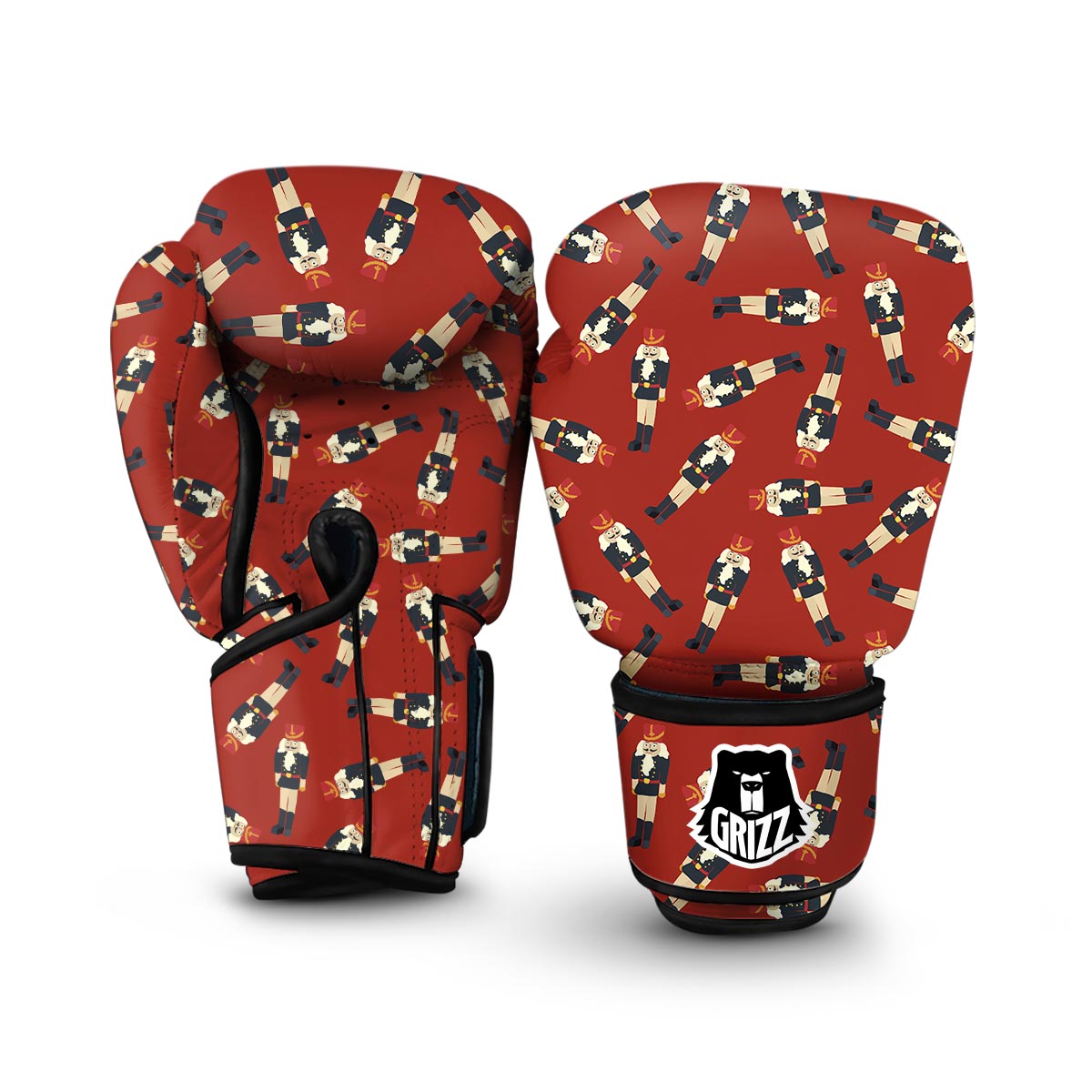 Nutcracker Red Pattern Print Boxing Gloves-grizzshop