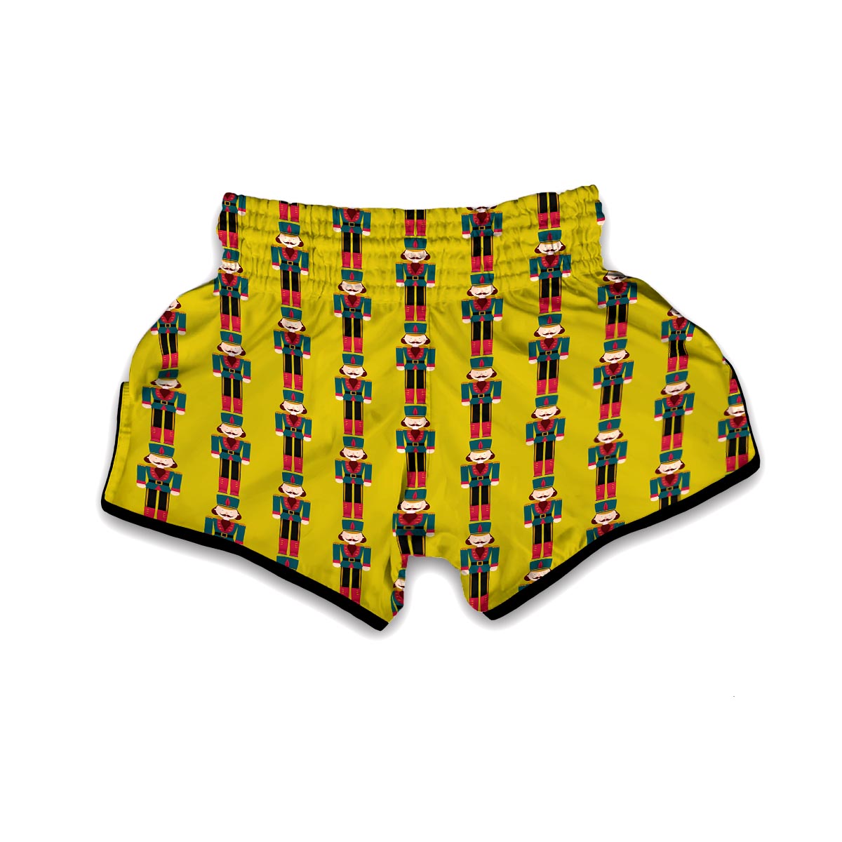 Nutcracker Yellow Pattern Print Muay Thai Boxing Shorts-grizzshop