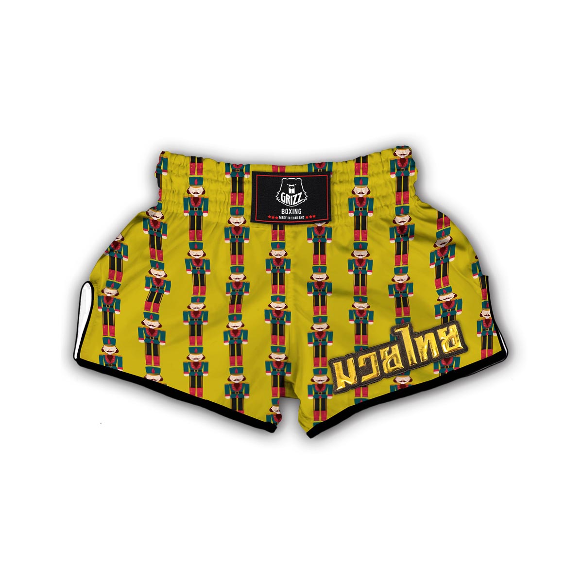 Nutcracker Yellow Pattern Print Muay Thai Boxing Shorts-grizzshop