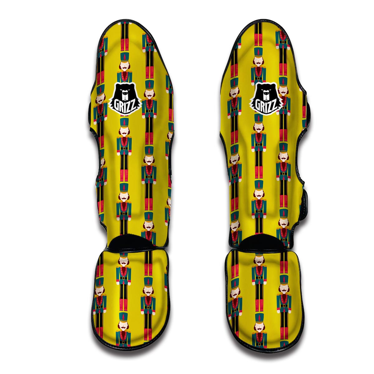 Nutcracker Yellow Pattern Print Muay Thai Shin Guards-grizzshop