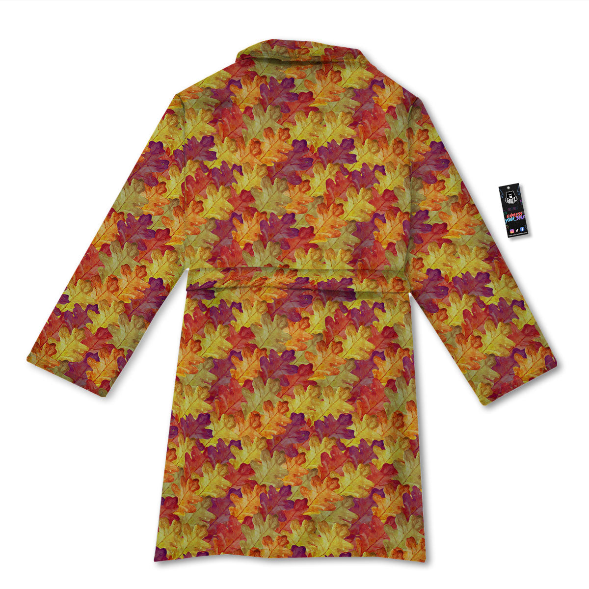 Oak Leaf Autumn Print Bathrobe-grizzshop