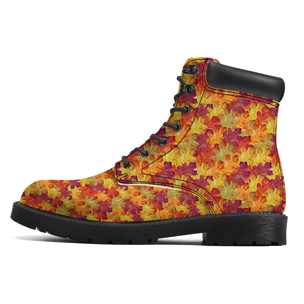 Oak Leaf Autumn Print Boots-grizzshop