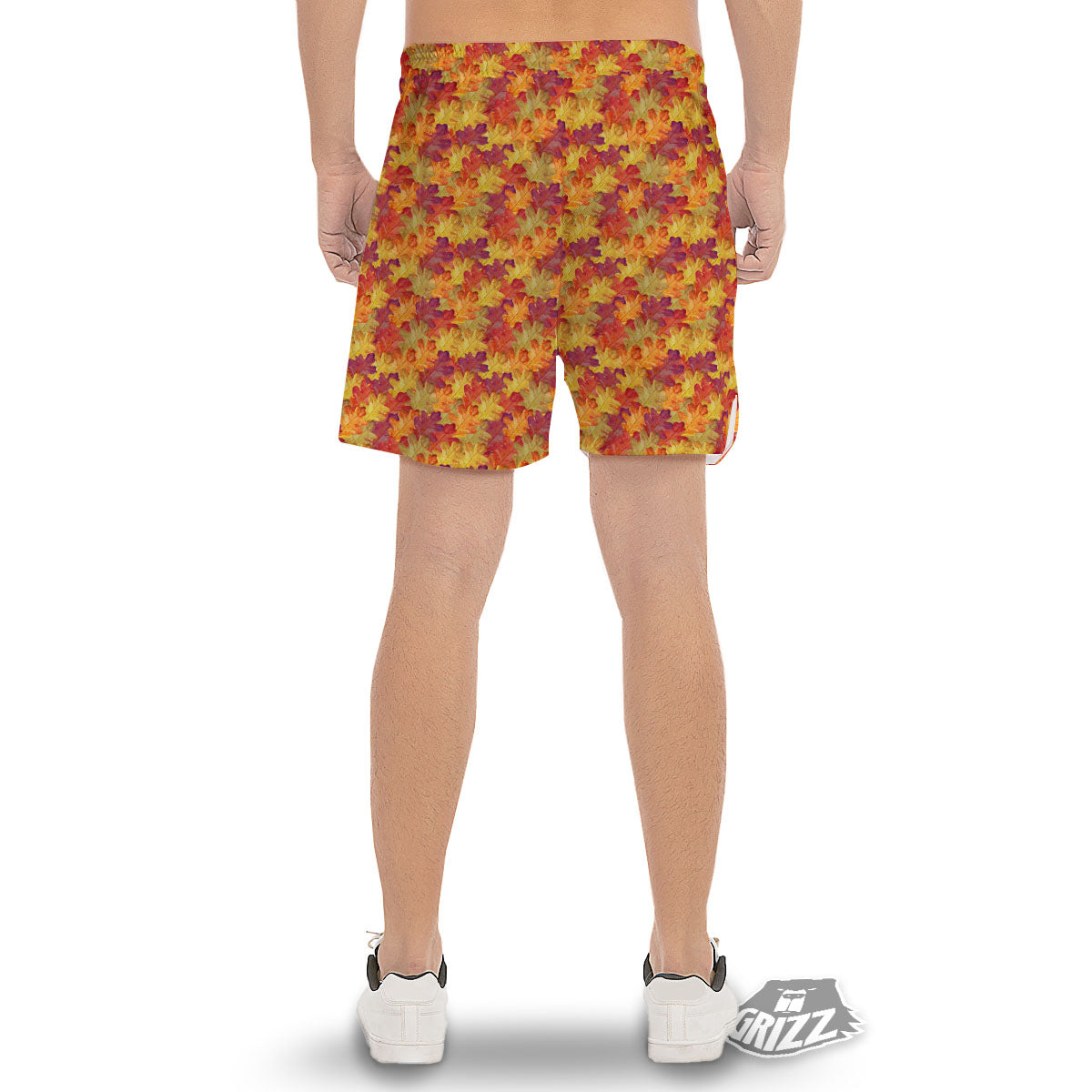 Oak Leaf Autumn Print Men's Gym Shorts-grizzshop