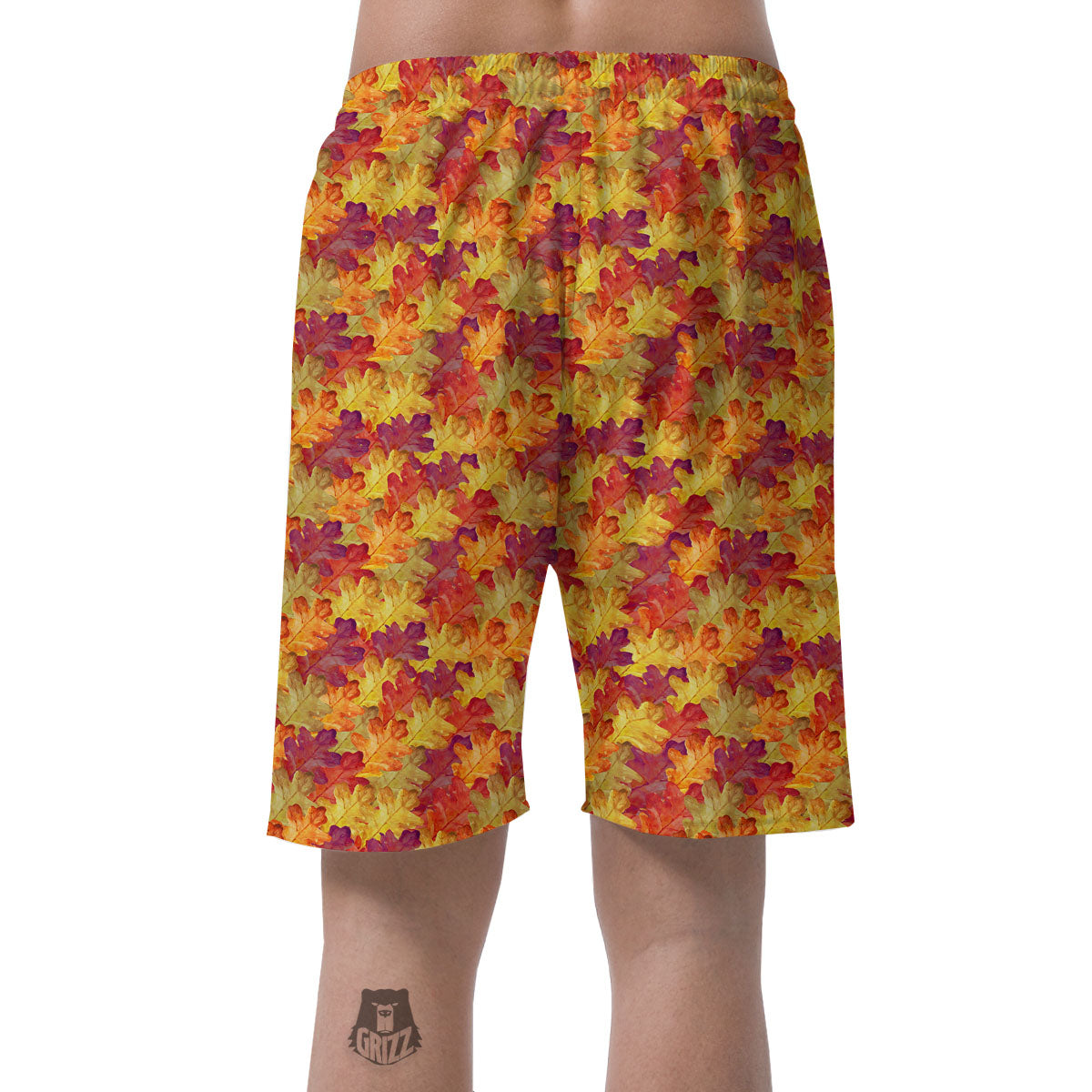 Oak Leaf Autumn Print Men's Shorts-grizzshop
