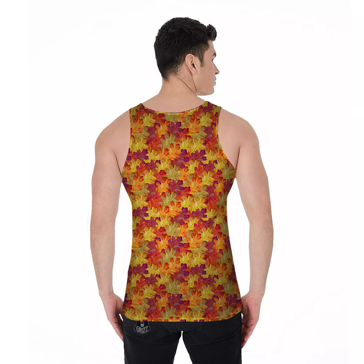 Oak Leaf Autumn Print Men's Tank Top-grizzshop