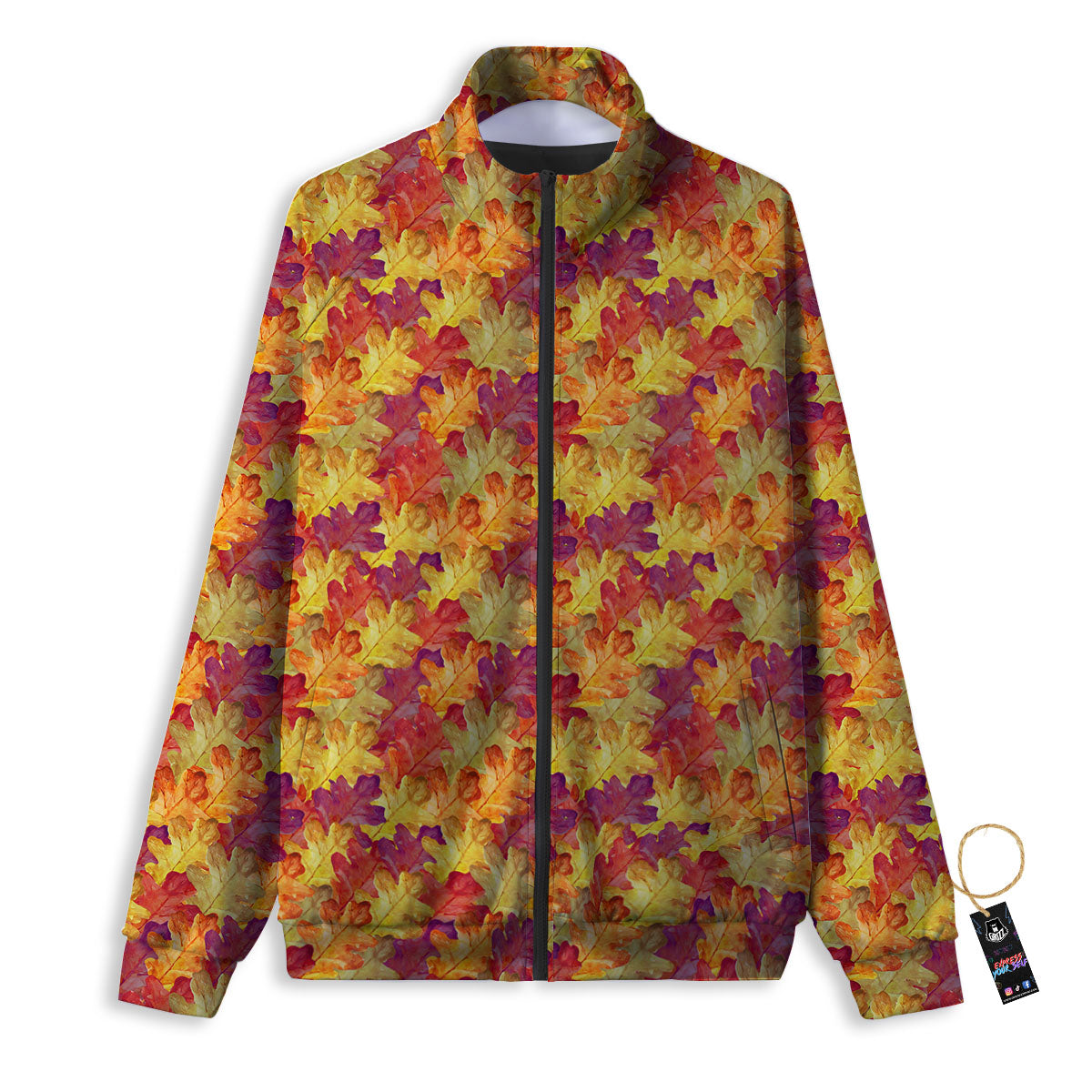 Oak Leaf Autumn Print Track Jacket-grizzshop