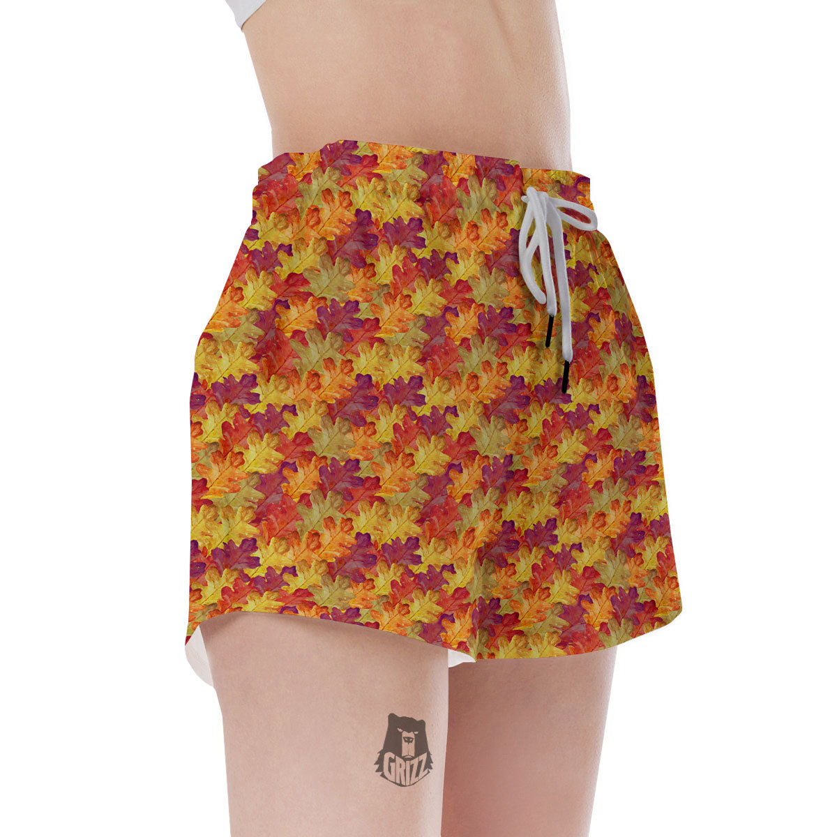 Oak Leaf Autumn Print Women's Shorts-grizzshop