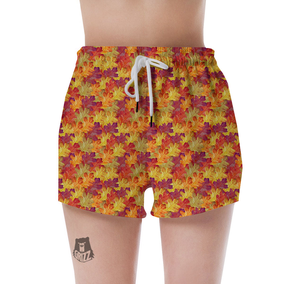 Oak Leaf Autumn Print Women's Shorts-grizzshop