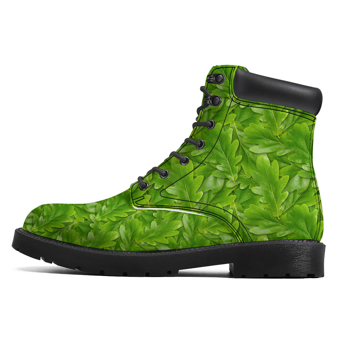 Oak Leaf Green Print Boots-grizzshop