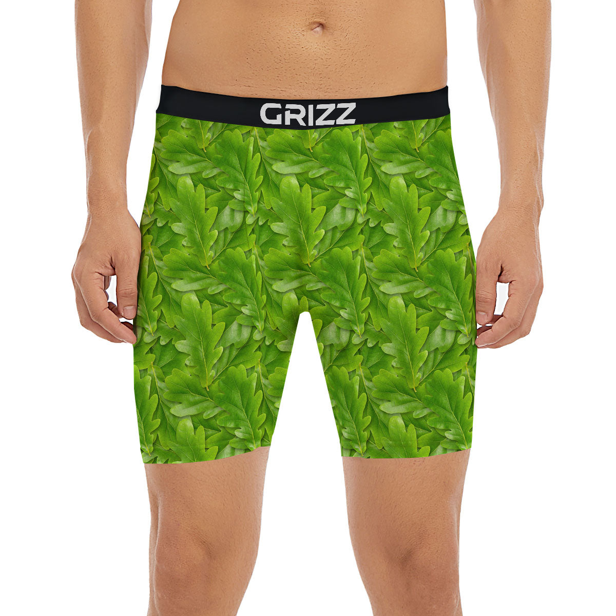 Oak Leaf Green Print Boxer Briefs-grizzshop