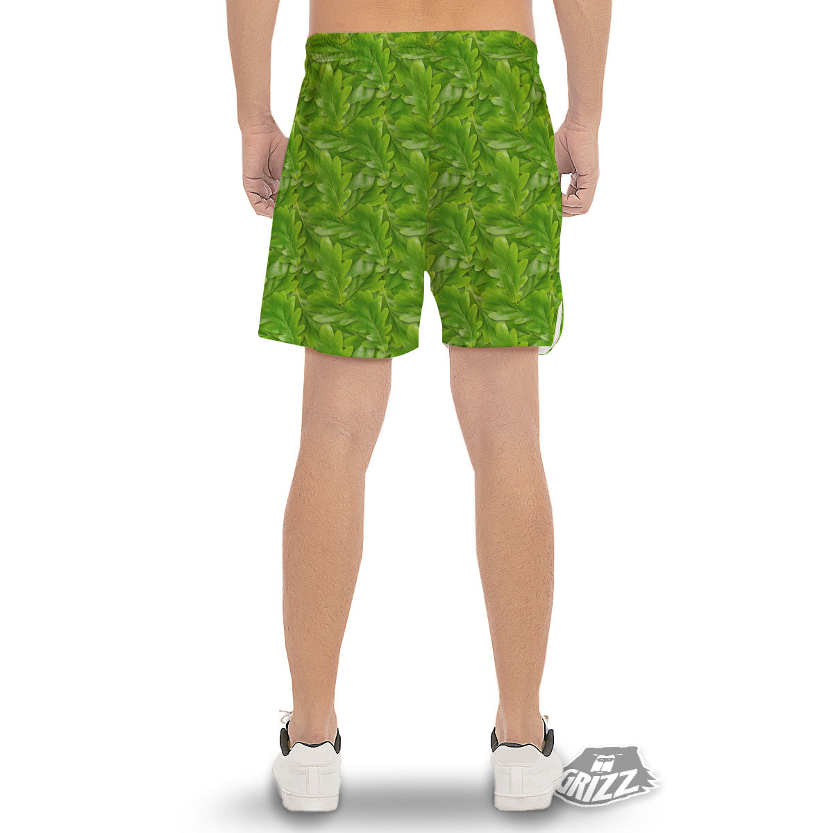 Oak Leaf Green Print Men's Gym Shorts-grizzshop