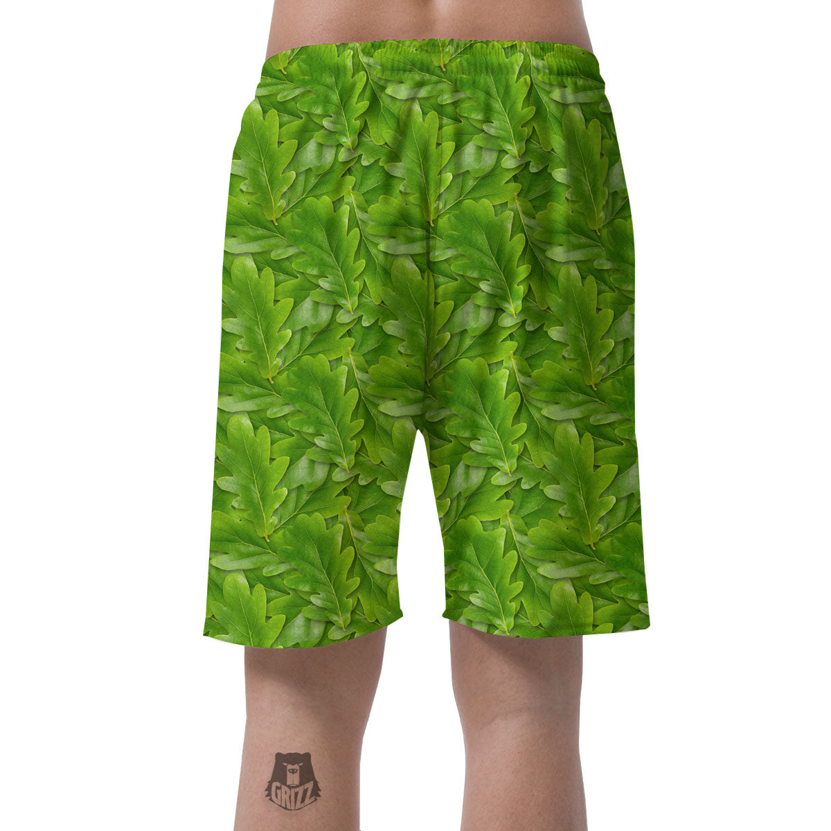 Oak Leaf Green Print Men's Shorts-grizzshop