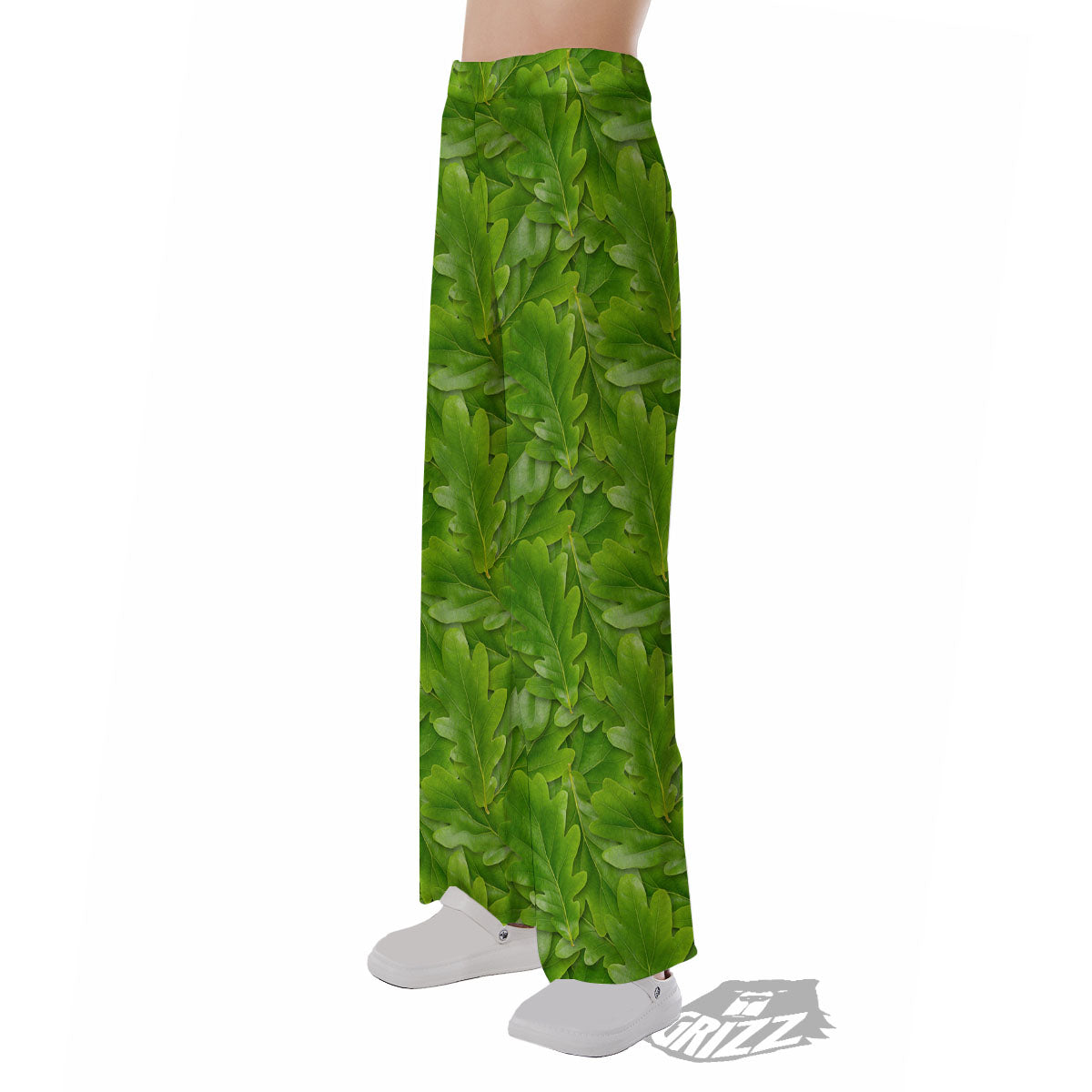 Oak Leaf Green Print Pajama Pants-grizzshop
