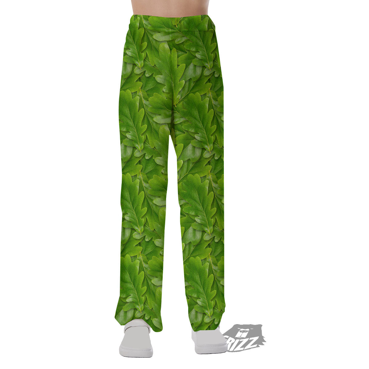 Oak Leaf Green Print Pajama Pants-grizzshop