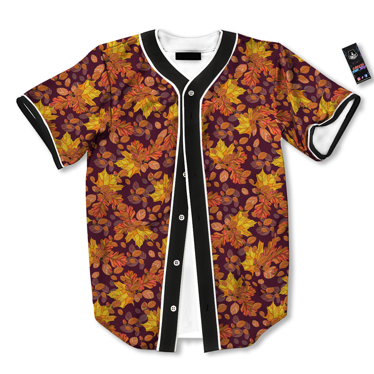 Oak Maple Print Pattern Baseball Jersey-grizzshop