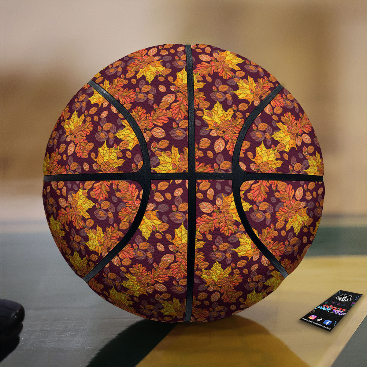 Oak Maple Print Pattern Basketball-grizzshop