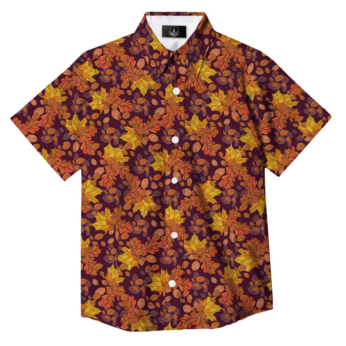 Oak Maple Print Pattern Button Up Shirt-grizzshop
