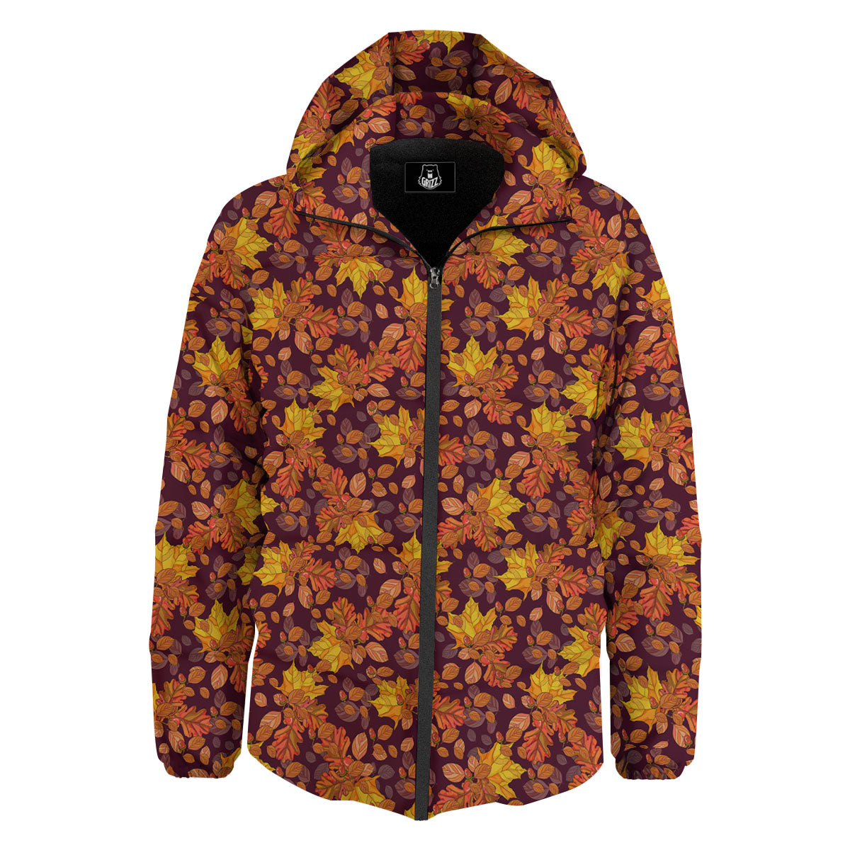 Oak Maple Print Pattern Down Jacket-grizzshop