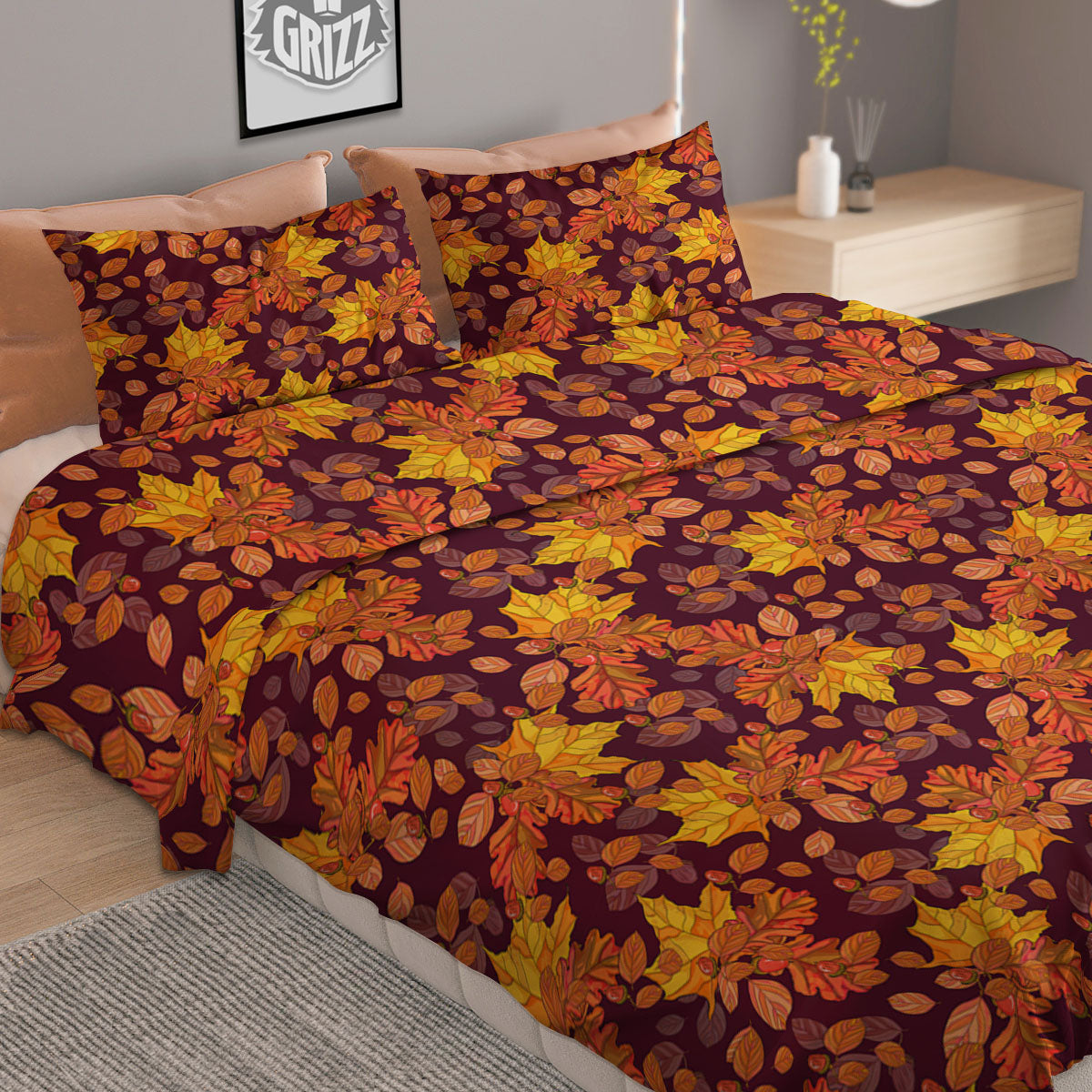 Oak Maple Print Pattern Duvet Cover Bedding Set-grizzshop