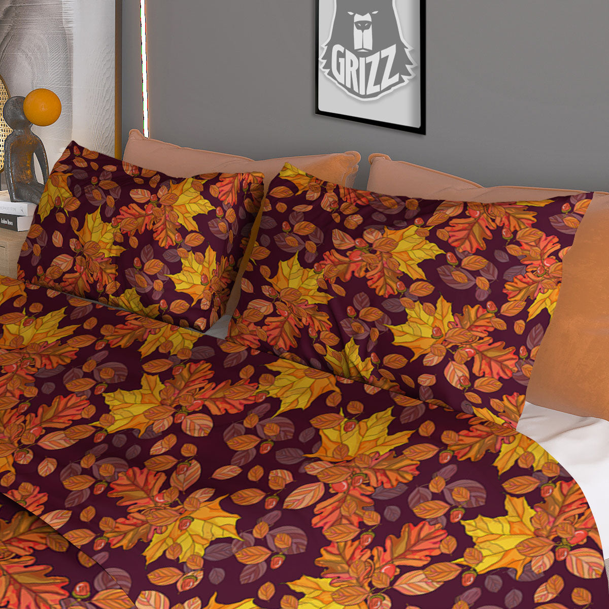 Oak Maple Print Pattern Duvet Cover Bedding Set-grizzshop