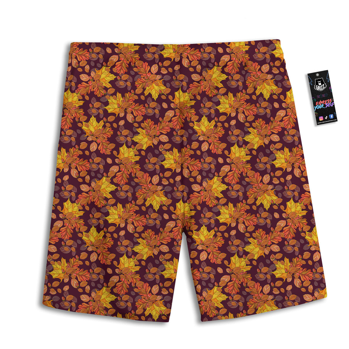 Oak Maple Print Pattern Men's Athletic Shorts-grizzshop