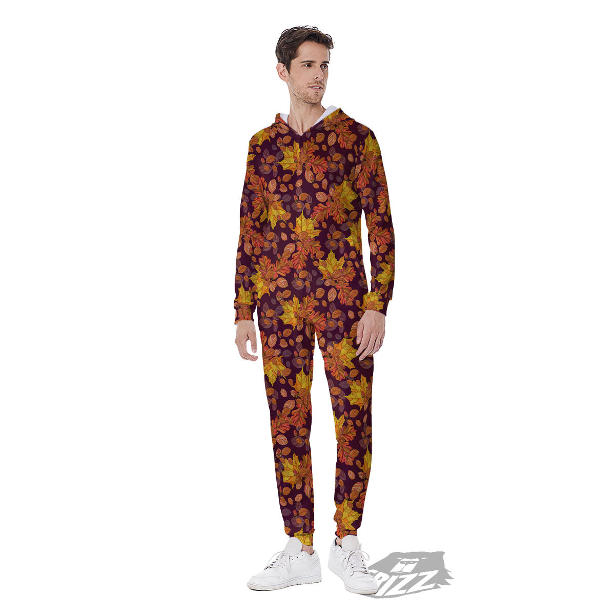 Oak Maple Print Pattern Men's Jumpsuit-grizzshop