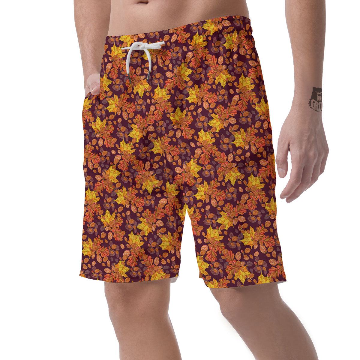 Oak Maple Print Pattern Men's Shorts-grizzshop