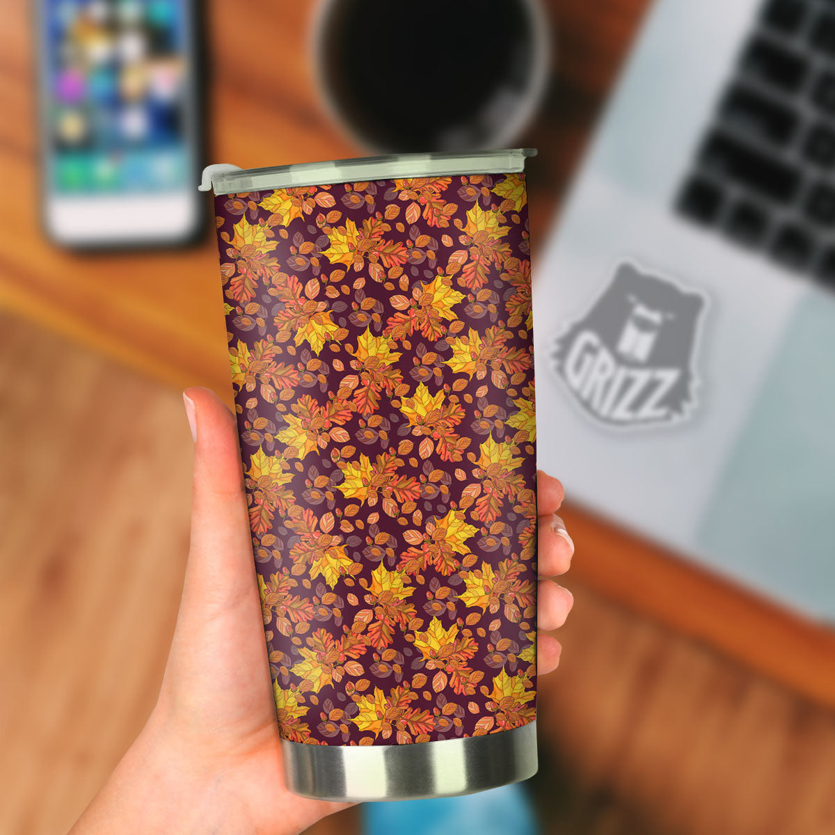 Oak Maple Print Pattern Tumbler-grizzshop