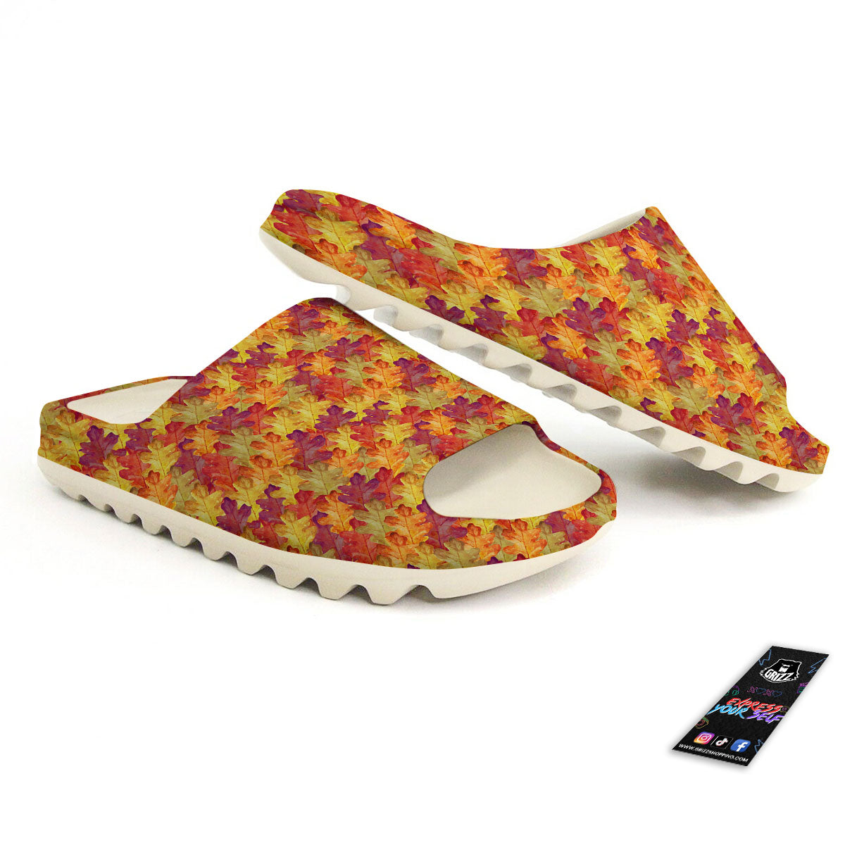 Oak Leaf Autumn Print Sandals-grizzshop