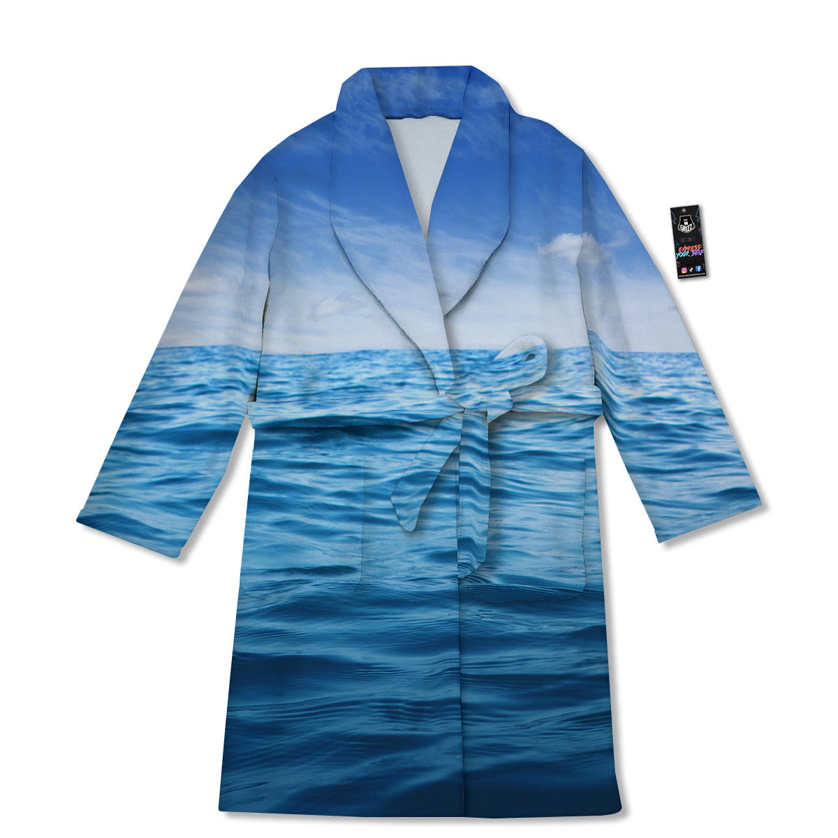 Ocean Blue Print Bathrobe-grizzshop