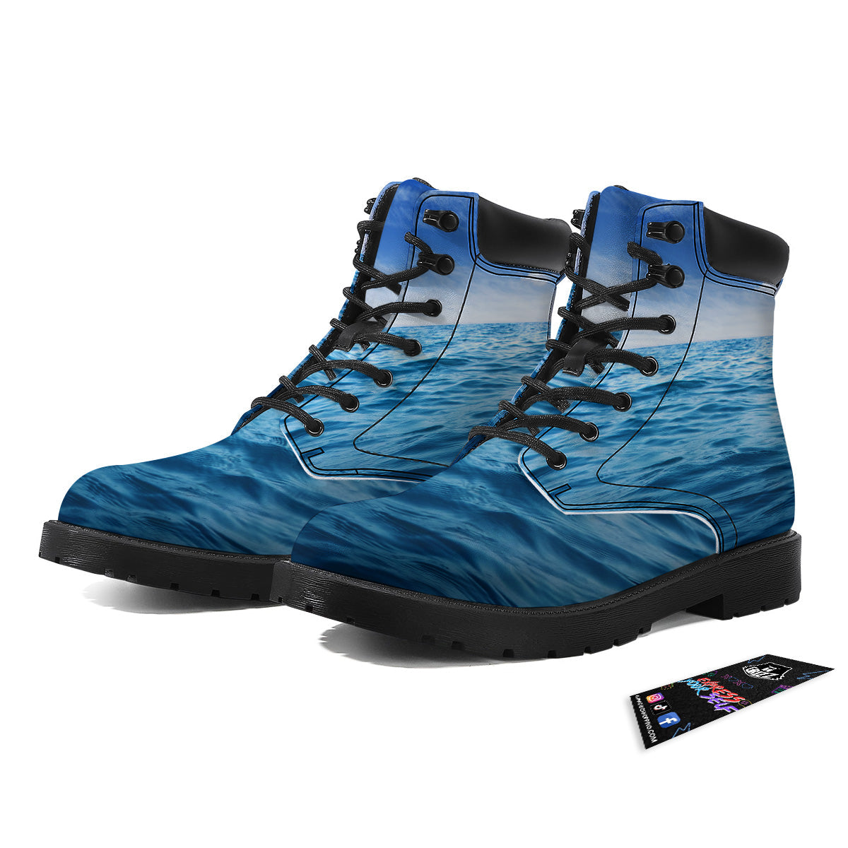 Ocean Blue Print Boots-grizzshop