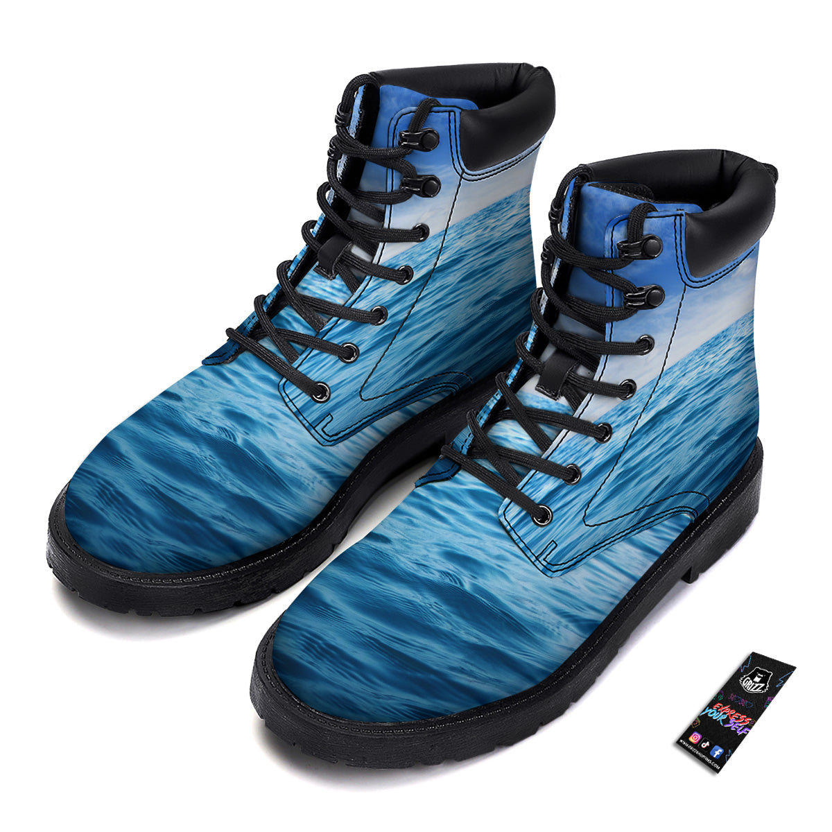 Ocean Blue Print Boots-grizzshop