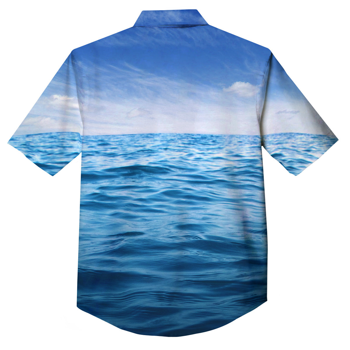 Ocean Blue Print Button Up Shirt-grizzshop