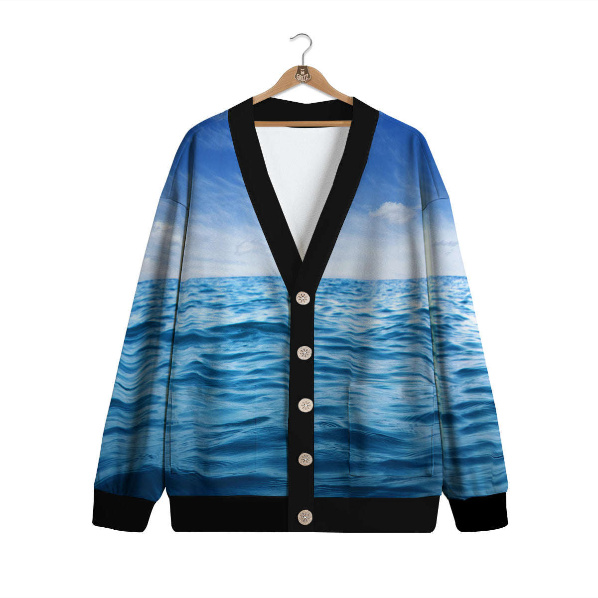 Ocean Blue Print Cardigan-grizzshop