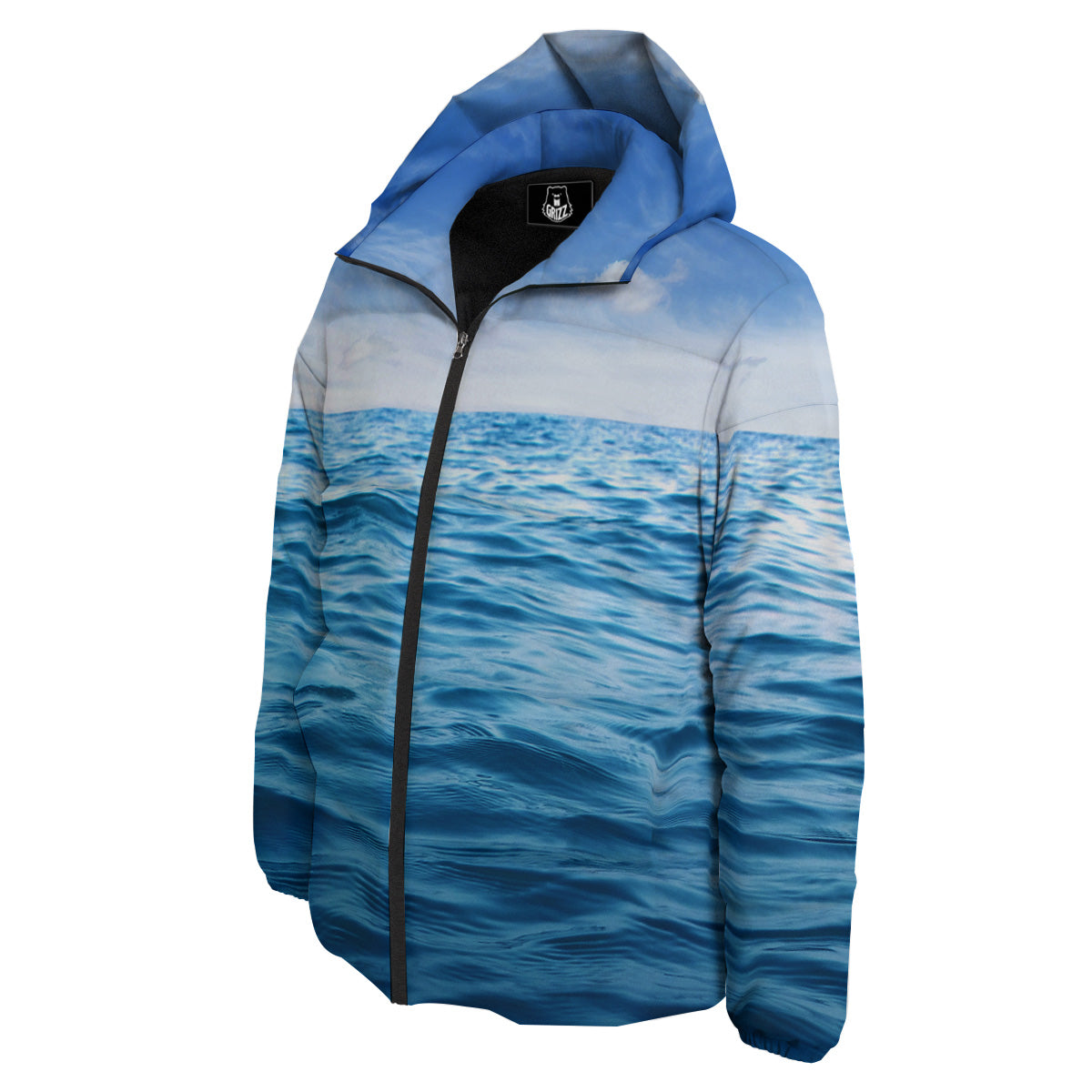 Ocean Blue Print Down Jacket-grizzshop