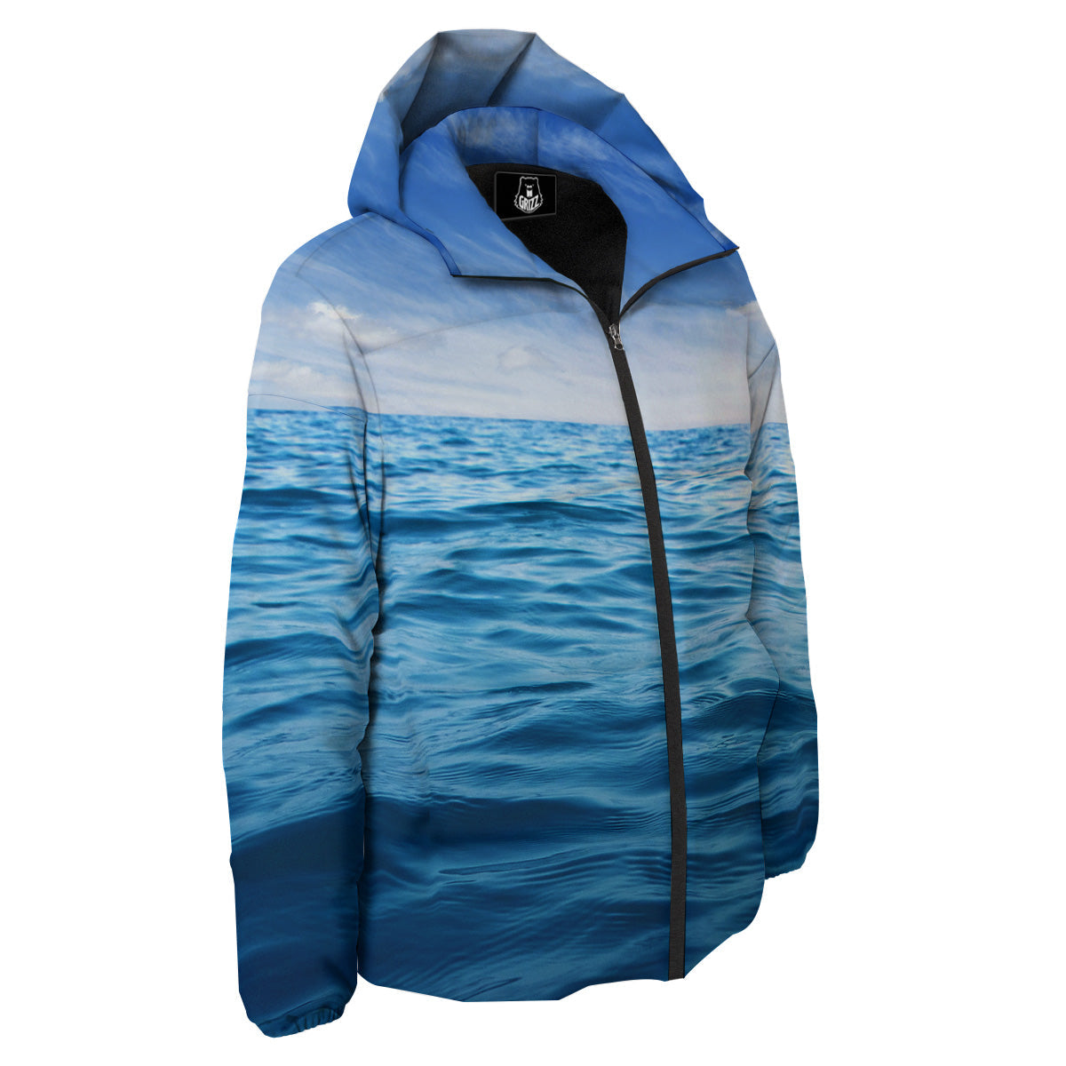 Ocean Blue Print Down Jacket-grizzshop