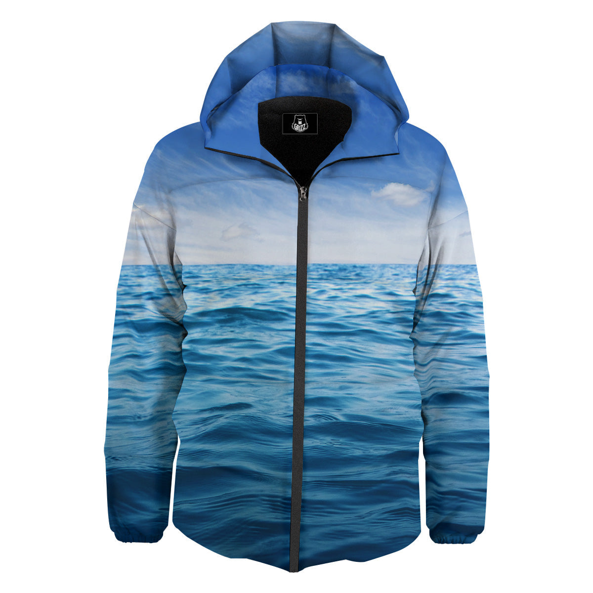 Ocean Blue Print Down Jacket-grizzshop