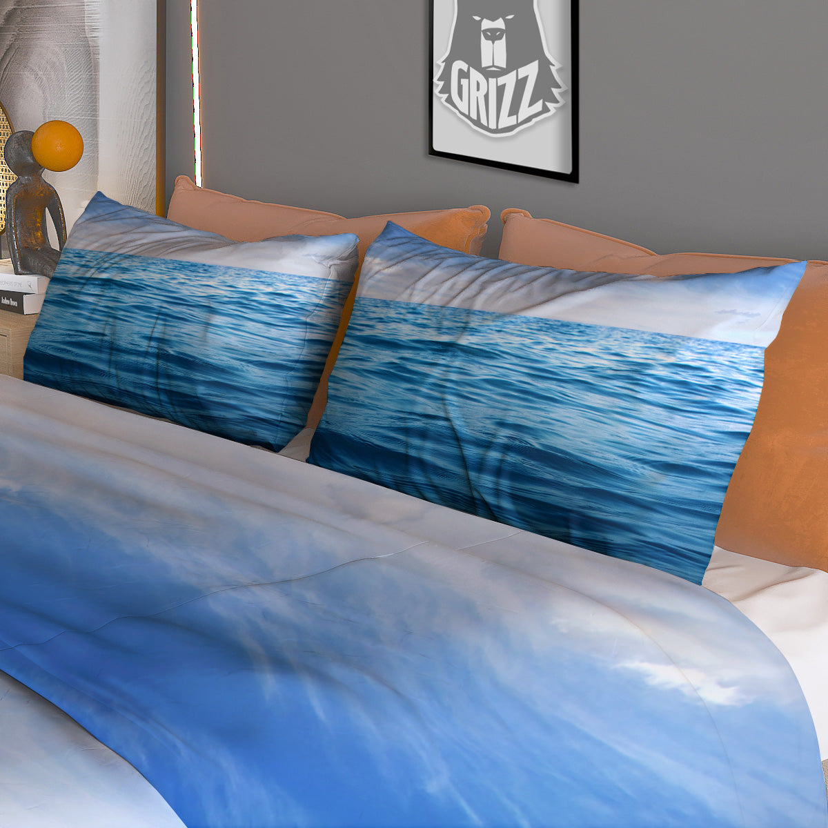 Metal Spiral Dark Navy Print Duvet Cover Bedding Set