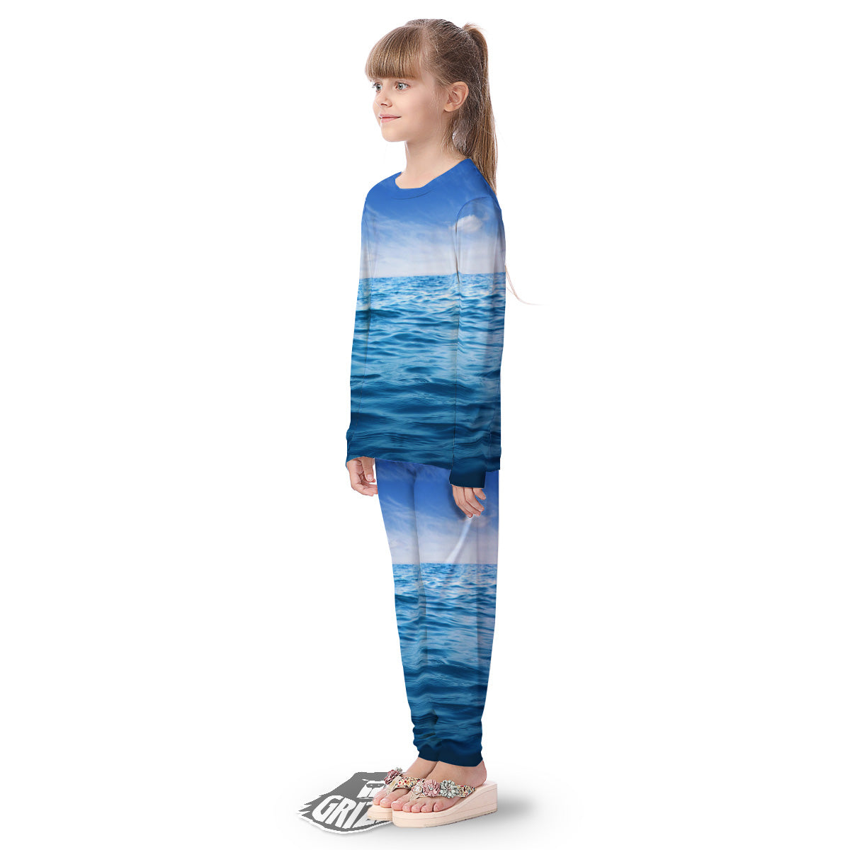 Ocean Blue Print Kid's Pajamas-grizzshop
